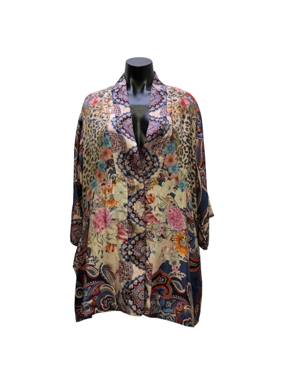 Johnny Was Reversible Silk Kimono Cardigan Multicolor M